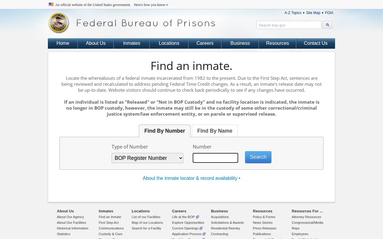 Federal Bureau of Prisons release lookup for a King William County federal case