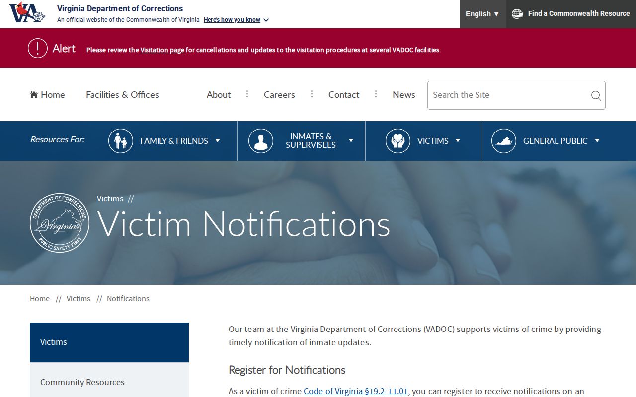 King William County VINE and VADOC NAAVI notification distinction